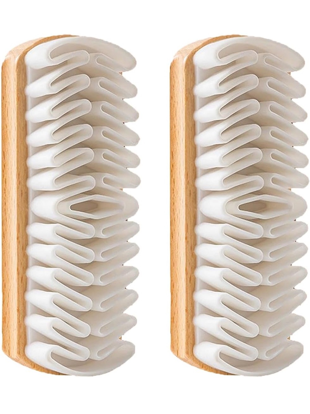 Wood and White Silicone Cleaning Scrub Brush - Set of 2